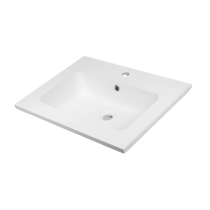Lavabo ad incasso mineral marmo colore bianco opaco mobile composizione bagno *** misure 61x46 cm, confezione 1