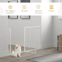 Cancelletto di Sicurezza per Cani in Acciaio e ABS, Estensibile 75-145cm per Scale e Porte, Bianco