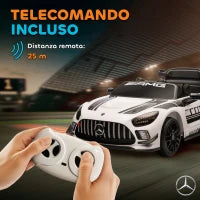 Auto Elettrica Bambini 3-8 Anni Mercedes-AMG 12V con Telecomando, Luci LED, Rotelle di Trasporto, Bianco