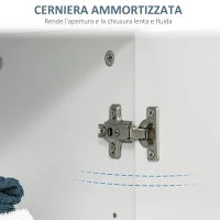 kleankin Mobile Bagno Moderno con 2 Ante, 2 Ripiani Regolabili e Maniglie Argentate, 60x30x80 cm, Bianco