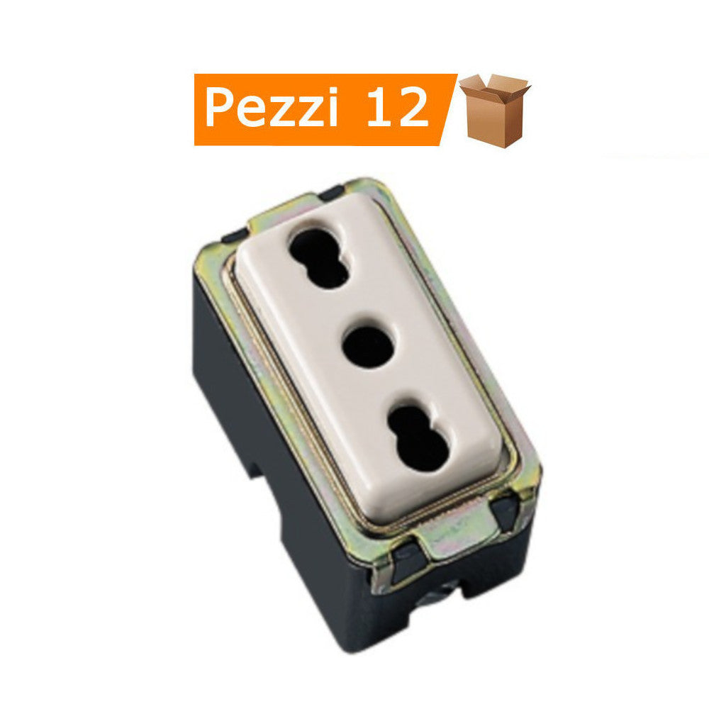 Multipack 12 prese bivalente/bipasso tipo magic 16a 2p + t 250 volt