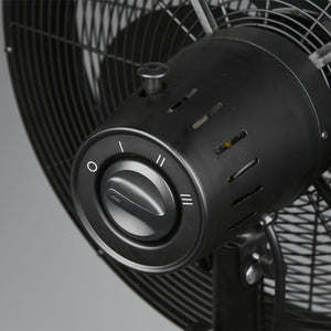 Viking - Ventilatore a piantana in stile industriale con altezza regolabile e tripla velocità di ventilazione. Ventilatore di design in legno e metallo Ø28 cm.