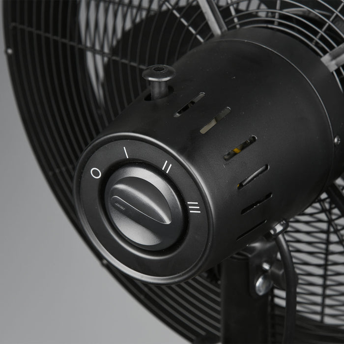 Viking - Ventilatore a piantana in stile industriale con altezza regolabile e tripla velocità di ventilazione. Ventilatore di design in legno e metallo Ø28 cm.