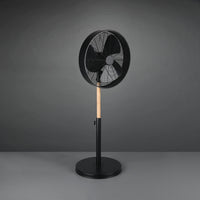 Viking - Ventilatore a piantana in stile industriale con altezza regolabile e tripla velocità di ventilazione. Ventilatore di design in legno e metallo Ø28 cm.