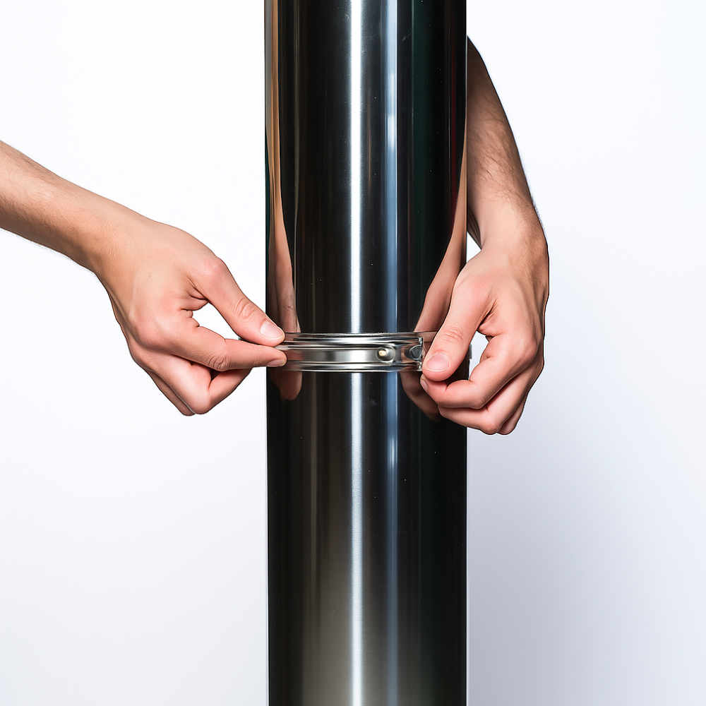 Fascetta bloccaggio doppia parete acciaio inox canna fumaria collare tubature *** misura Ø 150/200 mm, confezione 1