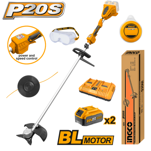 Decespugliatore 40v 2 batterie caricatore lama testa tagliabordi occhiali