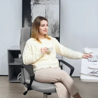 Sedia Ergonomica da Ufficio Girevole, Altezza Regolabile e Schienale a Rete, 63x65x109-119 cm, Grigio Chiaro