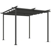 Pergola da Giardino 3 x 3 m con Tetto Regolabile, Struttura in Metallo, Protezione UPF30+, Pergola per Veranda o Terrazza, Grigio Scuro