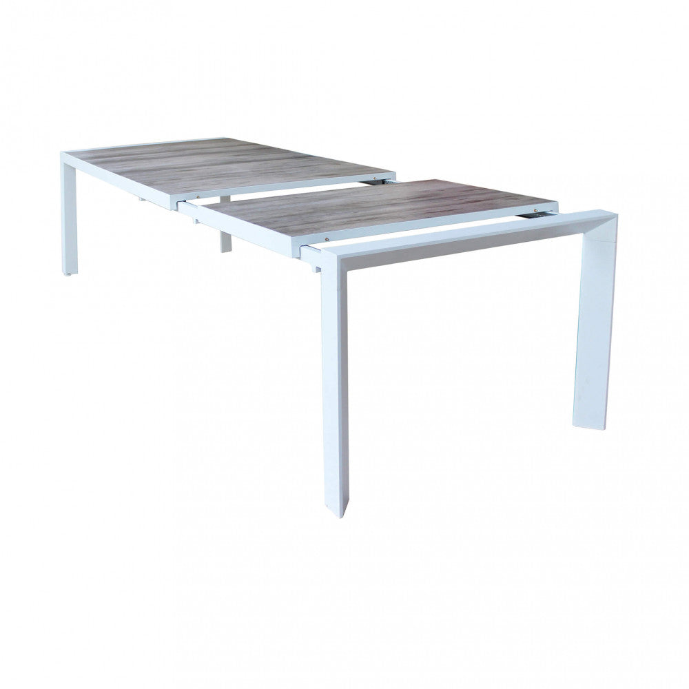 Tavolo Alluminio E Gres Bianco Portland 175/235X100 Cm