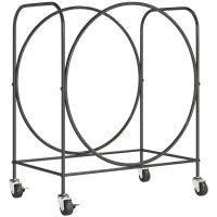 Portalegna Metallico per Camino con Ruote, per Interno ed Esterno 51x30x60 cm Nero