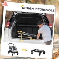 Passeggino per Cani di Taglia Media con 4 Ruote, Borsa Portaoggetti e Finestra a Rete, 107x67x102 cm, Grigio