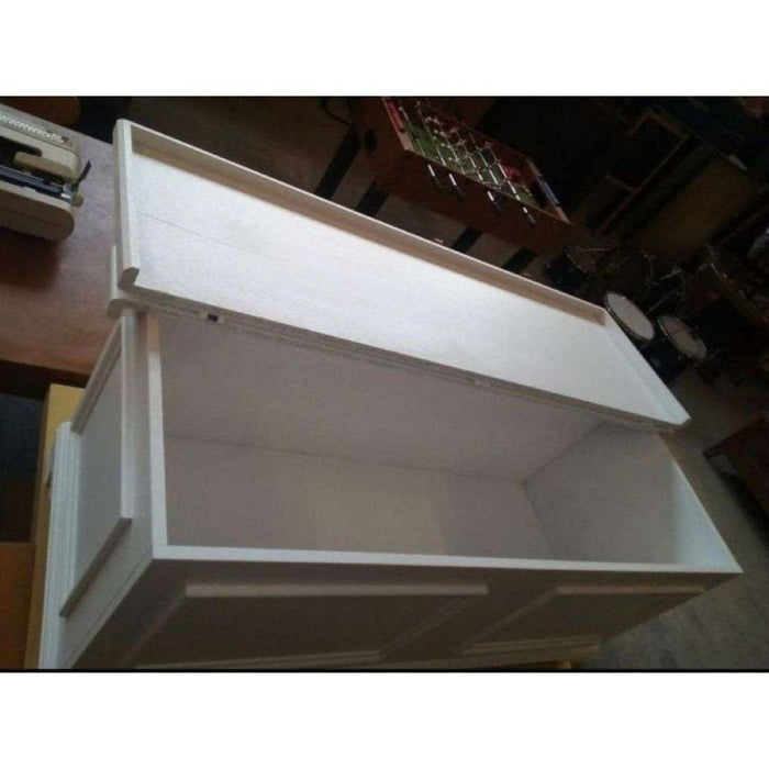Cassapanca arte povera in legno massello e mdf con rifinitura in bianco 120x44x51 H