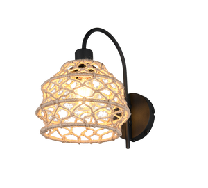 Applique, canapa e metallo, naturale e nero, H 32 cm, Hive