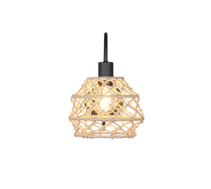 Applique, canapa e metallo, naturale e nero, H 32 cm, Hive