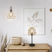 Applique, canapa e metallo, naturale e nero, H 32 cm, Hive