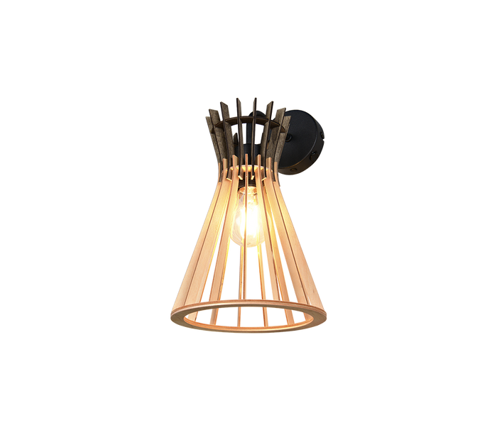 Applique, legno e metallo nero, H 36 cm, Alice