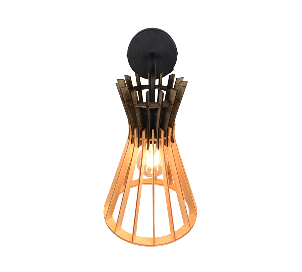 Applique, legno e metallo nero, H 36 cm, Alice