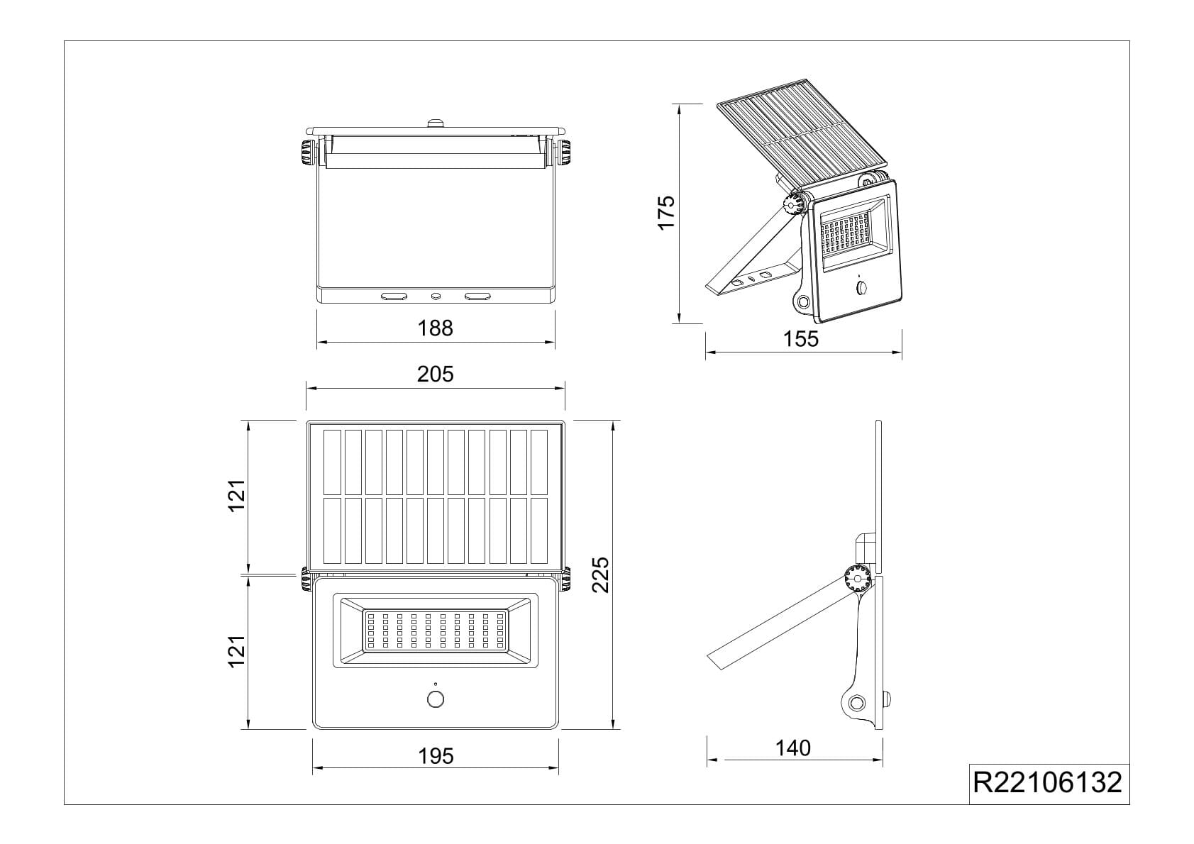 Faro da esterno LED, solare, c/sensore movimento, nero, L 21 cm, Moura