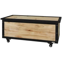 Panca Contenitore da 121L con 4 Rotelle e Maniglie in Legno e Acciaio, 100x50x43cm, Colore Legno