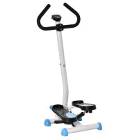 Stepper con Manubrio, Pedali Antiscivolo e Monitor LCD, in Acciaio e ABS, 55x44x108 cm, Bianco Nero e Bianco