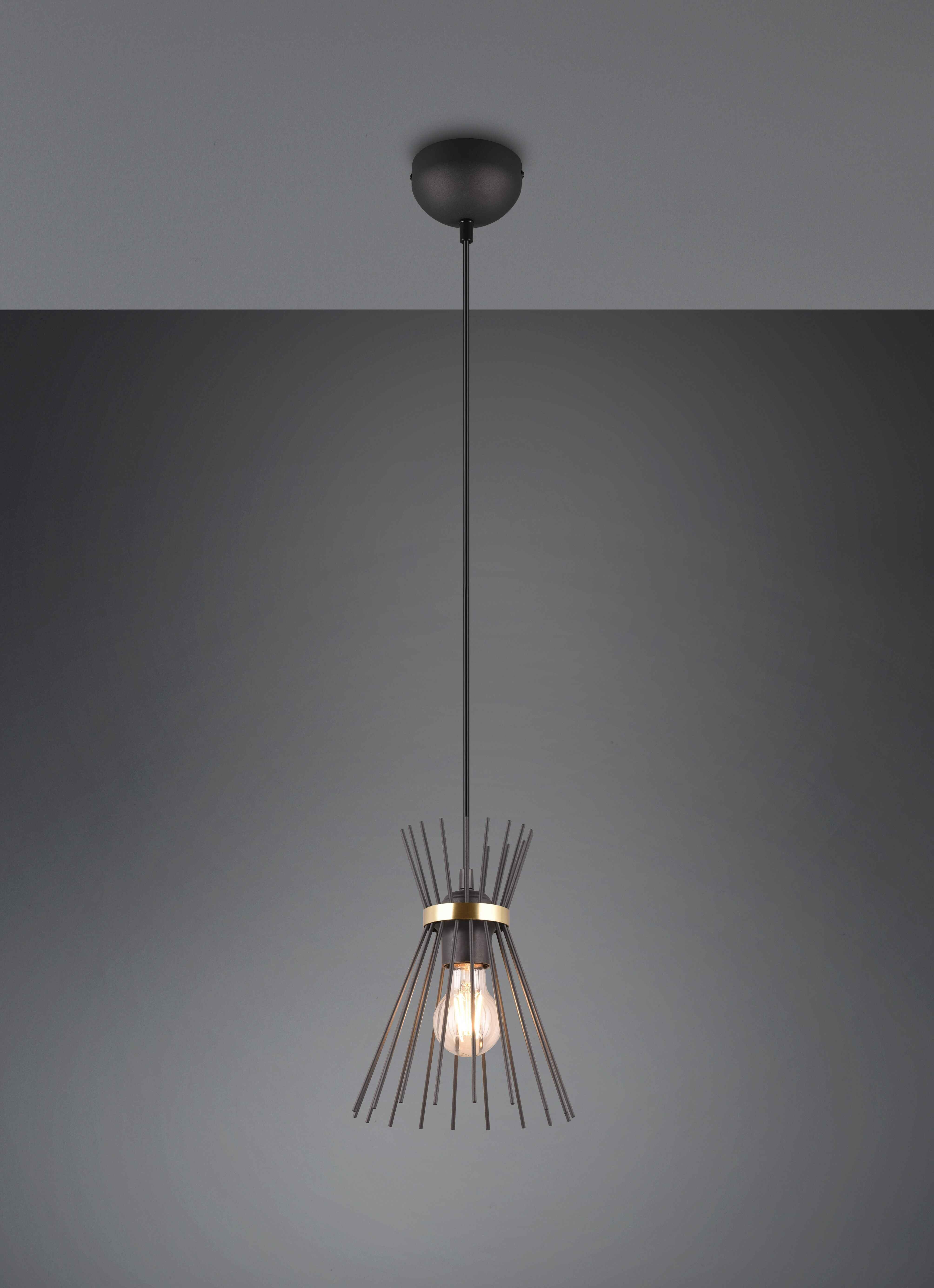 Lampada a sospensione, bacchette di metallo, nero e oro, D 20 cm, Rod