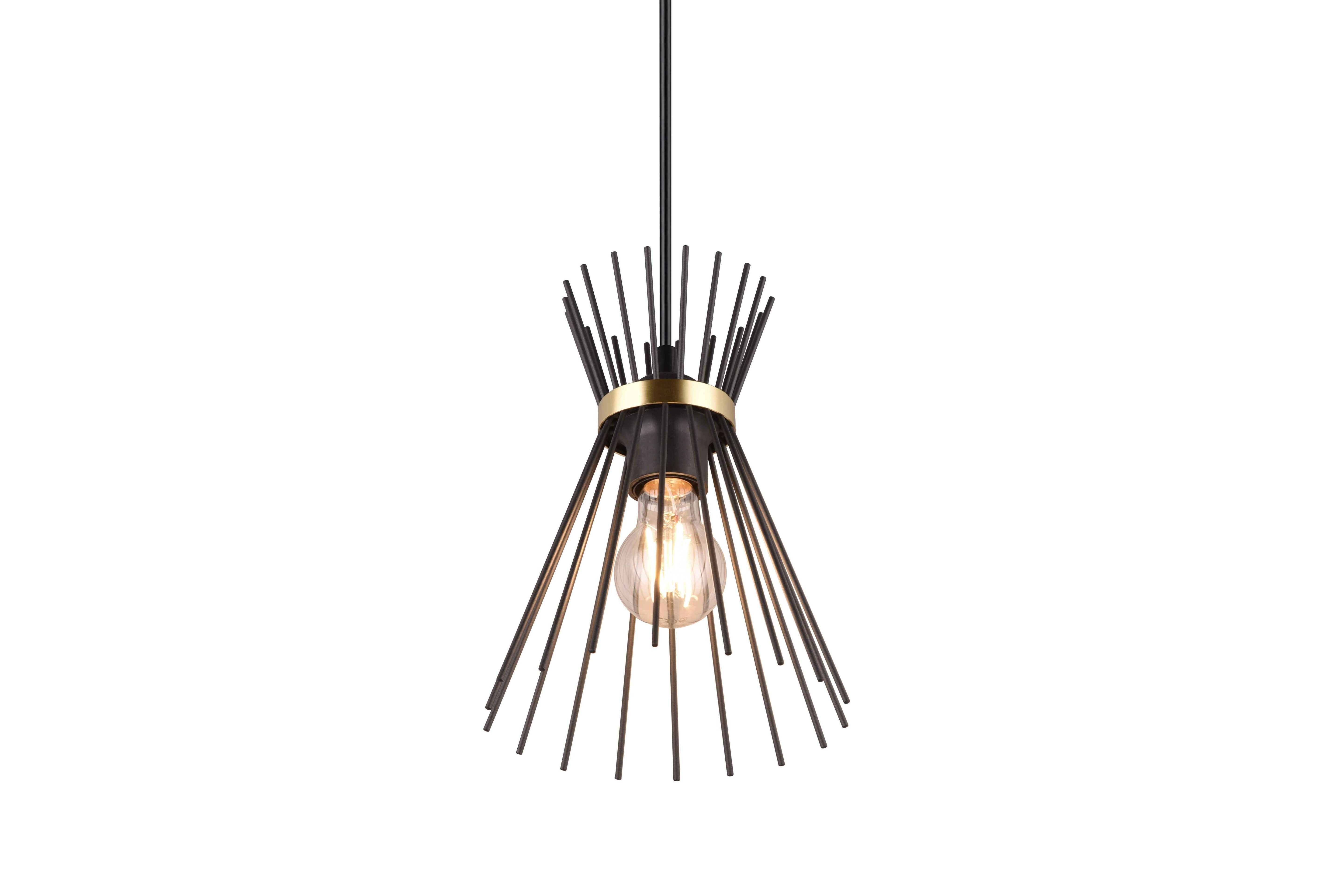 Lampada a sospensione, bacchette di metallo, nero e oro, D 20 cm, Rod