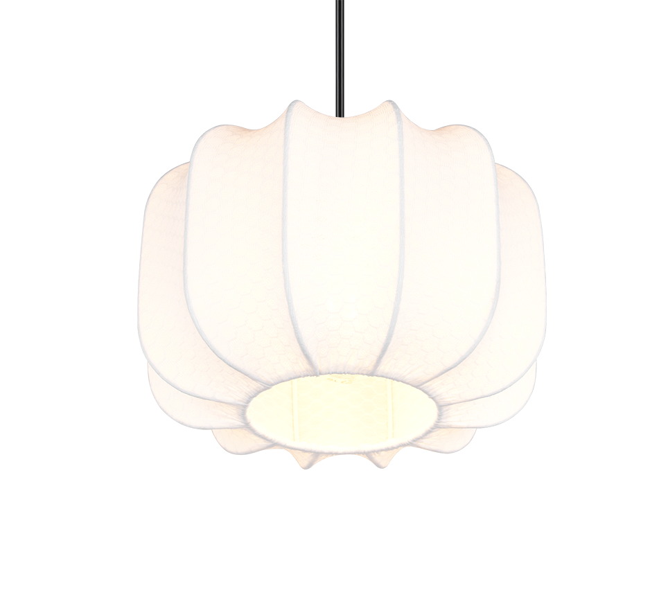 Lampada a sospensione, tessuto e metallo, bianco e nero, D 25 cm, Madeline