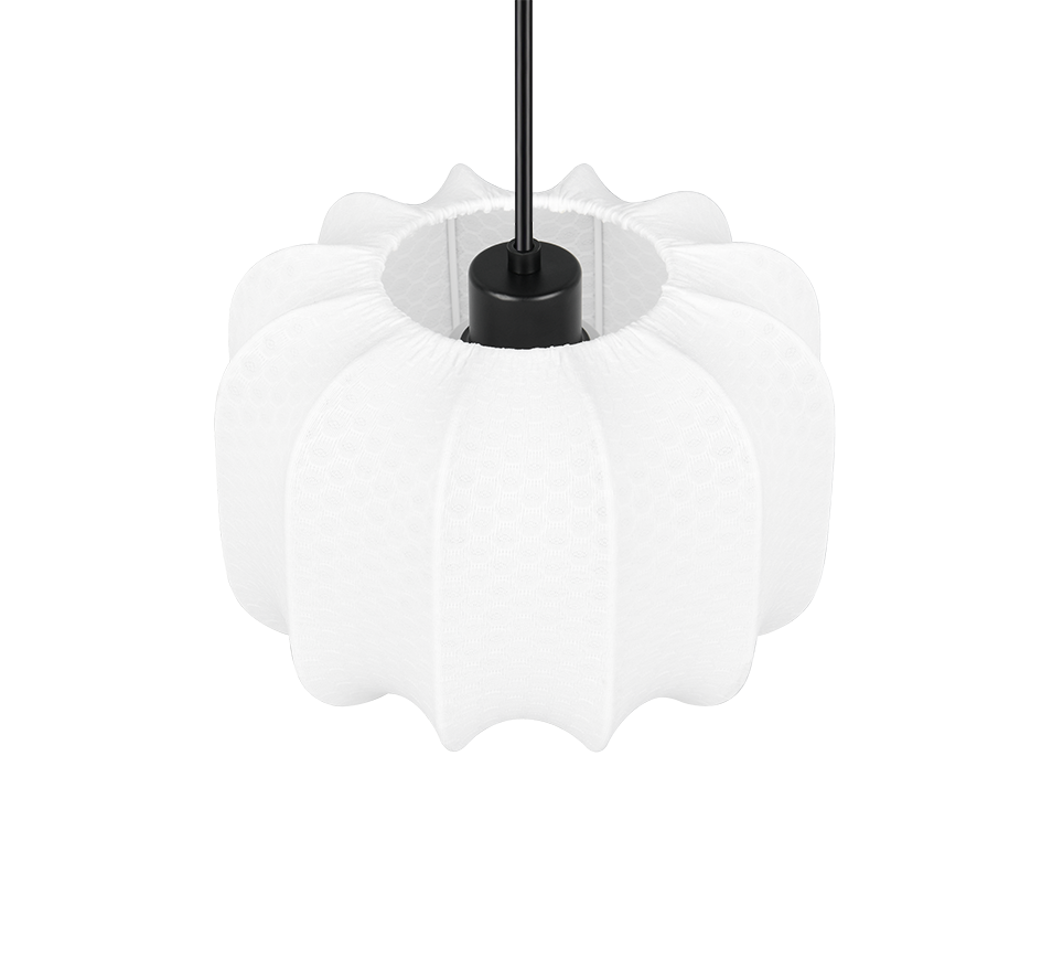 Lampada a sospensione, tessuto e metallo, bianco e nero, D 25 cm, Madeline