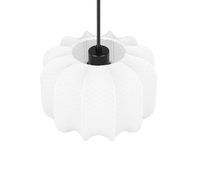 Lampada a sospensione, tessuto e metallo, bianco e nero, D 25 cm, Madeline