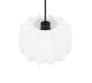 Lampada a sospensione, tessuto e metallo, bianco e nero, D 25 cm, Madeline