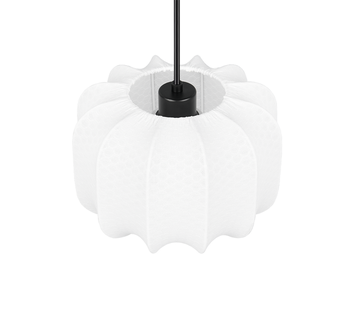 Lampada a sospensione, tessuto e metallo, bianco e nero, D 25 cm, Madeline