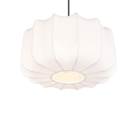 Lampada a sospensione, tessuto e metallo, bianco e nero, D 40 cm, Madeline