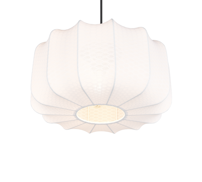 Lampada a sospensione, tessuto e metallo, bianco e nero, D 40 cm, Madeline