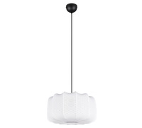 Lampada a sospensione, tessuto e metallo, bianco e nero, D 40 cm, Madeline