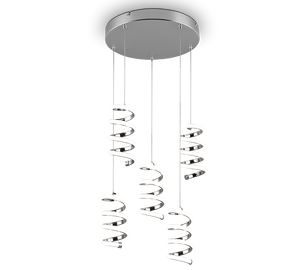 Lampada a sospensione LED 5 luci, metallo, cromo, 45x150x45 cm, Laola