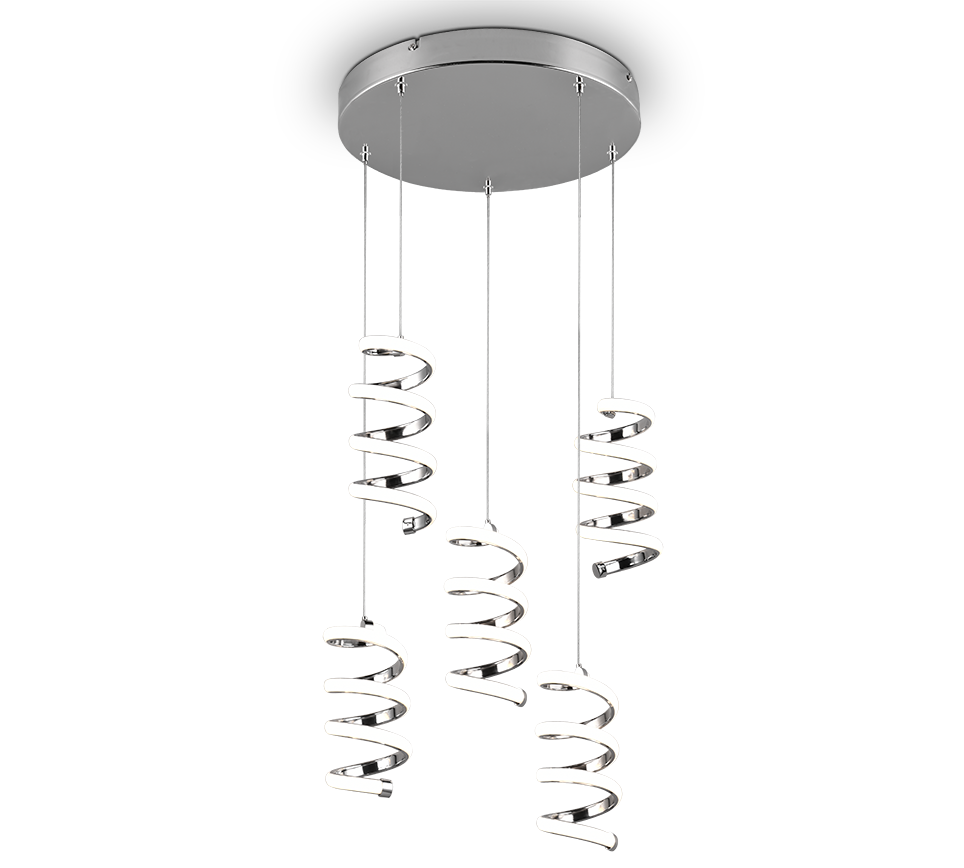 Lampada a sospensione LED 5 luci, metallo, cromo, 45x150x45 cm, Laola