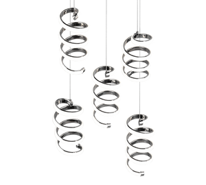 Lampada a sospensione LED 5 luci, metallo, cromo, 45x150x45 cm, Laola