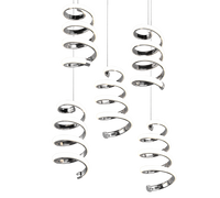 Lampada a sospensione LED 5 luci, metallo, cromo, 45x150x45 cm, Laola