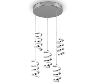 Lampada a sospensione LED 5 luci, metallo, cromo, 45x150x45 cm, Laola