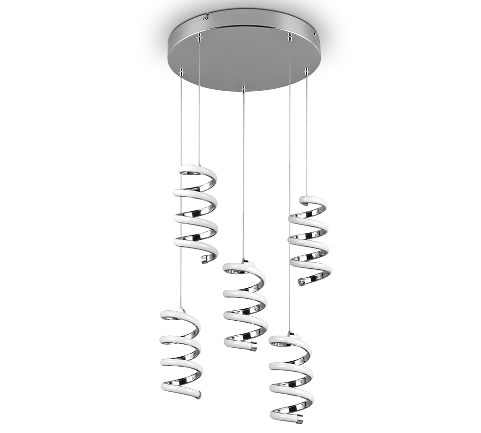 Lampada a sospensione LED 5 luci, metallo, cromo, 45x150x45 cm, Laola