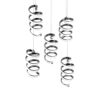 Lampada a sospensione LED 5 luci, metallo, cromo, 45x150x45 cm, Laola