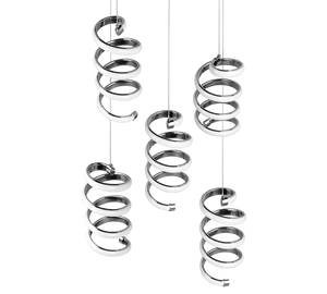 Lampada a sospensione LED 5 luci, metallo, cromo, 45x150x45 cm, Laola