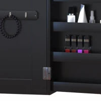Armadio Portagioie Mutifunzionale con Design Contemporaneo da Parete con Specchio 37L x 10l x 112H cm Nero