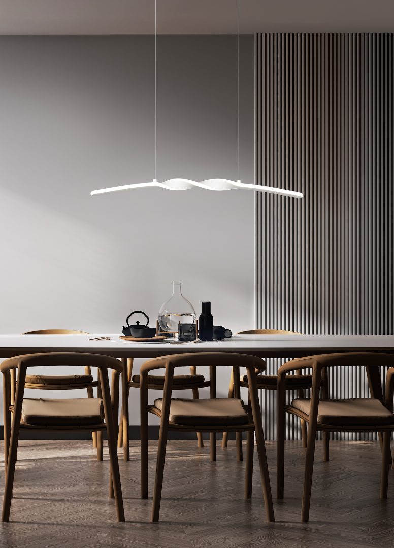 Lampada a sospensione LED, metallo, bianco, L 80 cm, Ginko