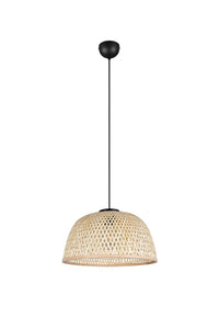 Lampada a sospensione, bambù e metallo, naturale e nero, D 40 cm, Laurent
