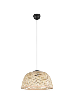 Lampada a sospensione, bambù e metallo, naturale e nero, D 40 cm, Laurent