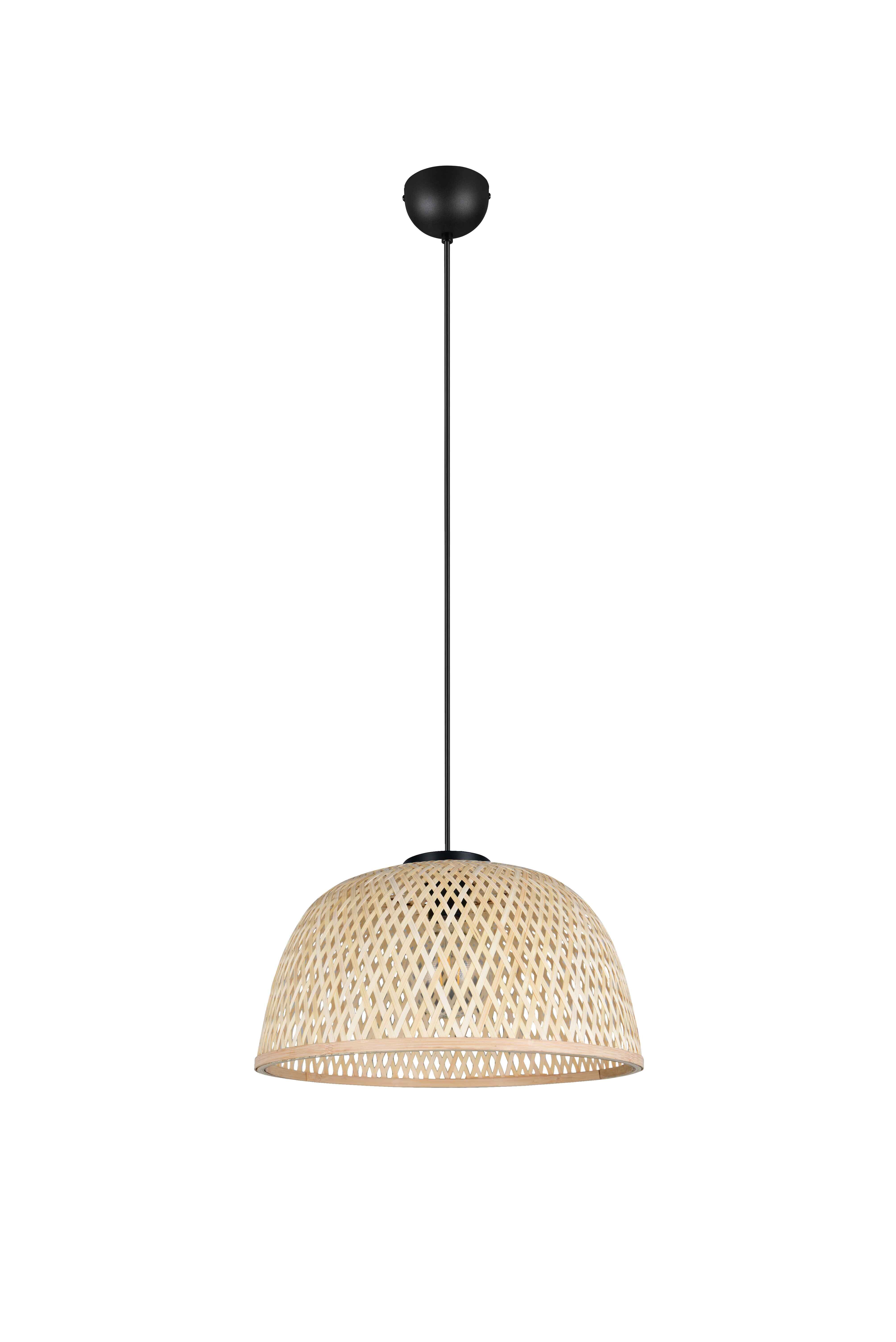 Lampada a sospensione, bambù e metallo, naturale e nero, D 40 cm, Laurent