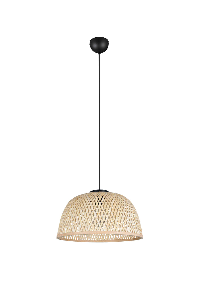 Lampada a sospensione, bambù e metallo, naturale e nero, D 40 cm, Laurent