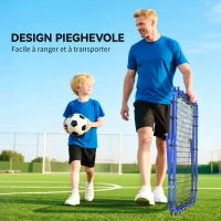 Rete da Calcio Rebounder Pieghevole con Angolo Regolabile e Picchetti, 100x95x90 cm, Blu