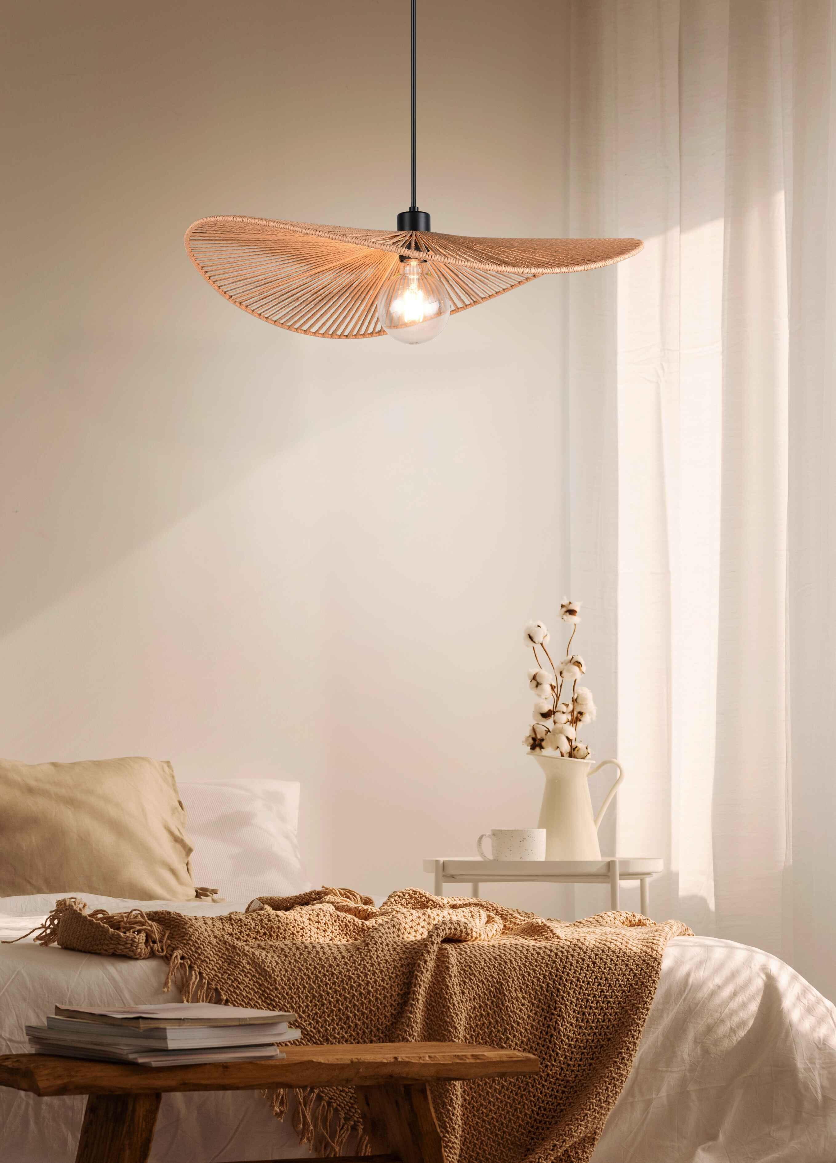 Lampada a sospensione, fibre naturali, D 58 cm, Laurine